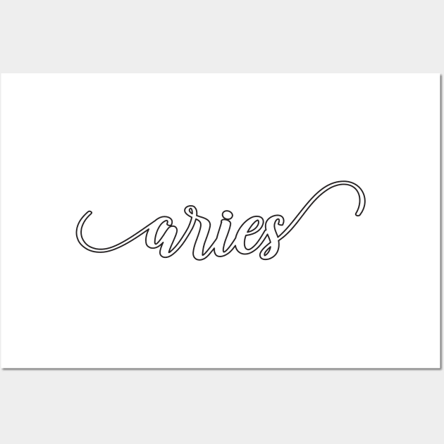 Aries Zodiac Script Sticker Wall Art by aterkaderk